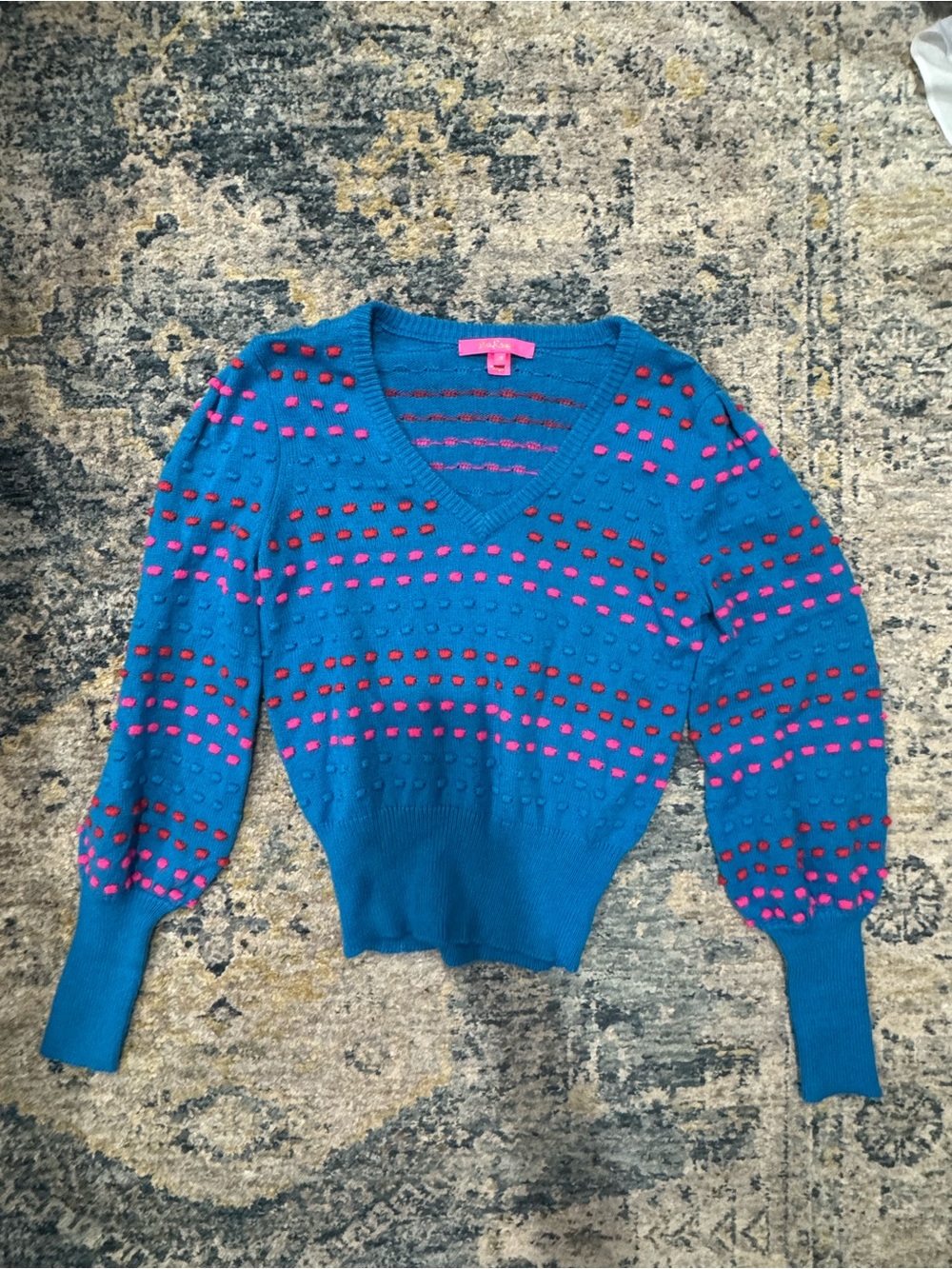 Lily Pulitzer V-Neck Pointelle Sweater with Dot Accents